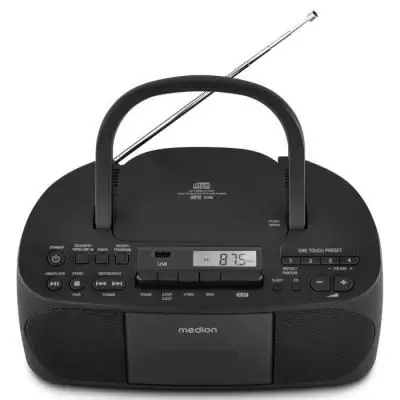 Radio CD K7 MEDION - FM - 2x3W RMS - Noir