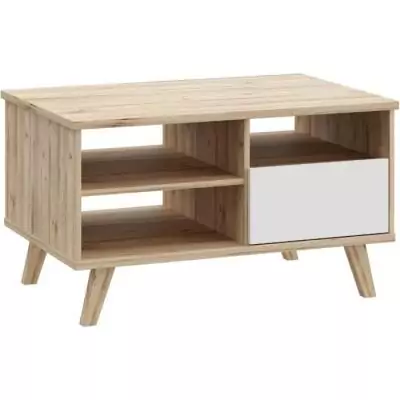 Table basse rectangulaire VANKKA chêne/blanc mat 90 x 60 x 51,8 cm Table basse rectangulaire VANKKA chêne/blanc mat 90 x 60 x 51,8 cm