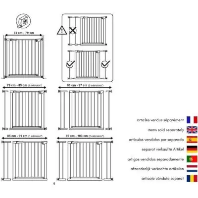 Barrière de sécurité ajustable pour bébé en blanc