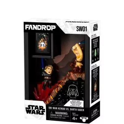 Figurine FANDROP x STAR WARS : Obi-Wan vs Anakin - Vitrine culte + affiche - 18 cm