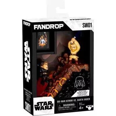 Figurine FANDROP x STAR WARS : Obi-Wan vs Anakin - Vitrine culte + affiche - 18 cm