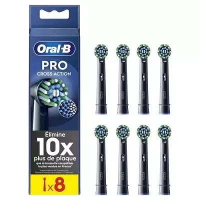 Brossettes ORAL-B CROSS ACTION PRO - Pack de 8 - Noir Brossettes ORAL-B CROSS ACTION PRO - Pack de 8 - Noir