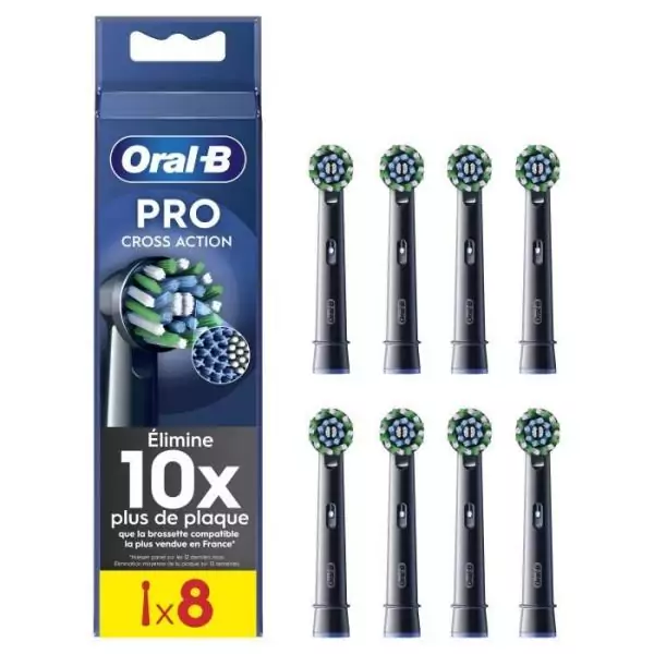 Brossettes - ORAL-B - CROSS ACTION PRO - Pack de 8 - Noir