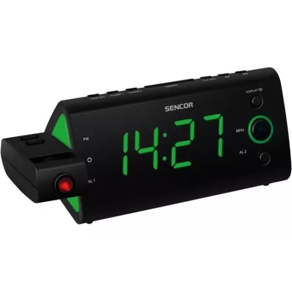 Radio-réveil - SENCOR - SRC 330 GN - Ecran LED 1,2? vert - Tuner FM - Projection heure - Noir