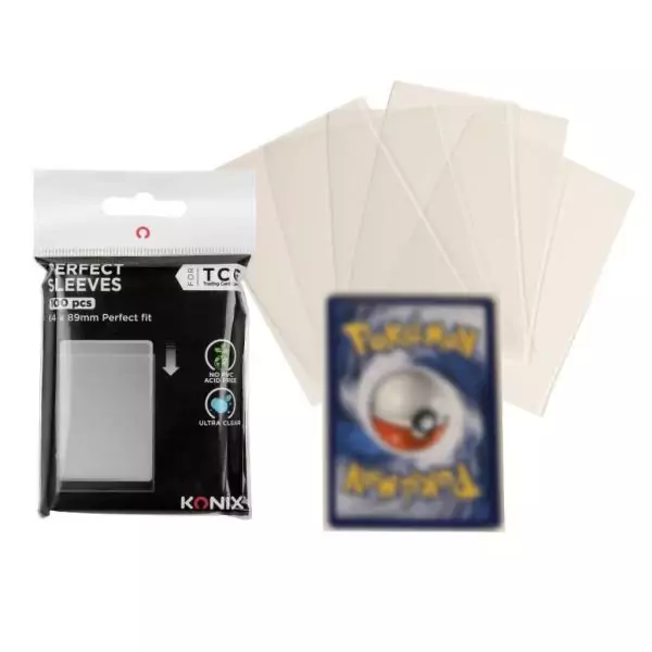 Protege-cartes - KONIX - Perfect Sleeves - 100 pochettes - Compatible Magic The Gathering, Pokémon -Transparent