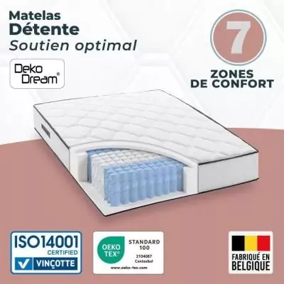 Matelas 160x200 cm - 770 ressorts ensachés - Equilibré - Réversible