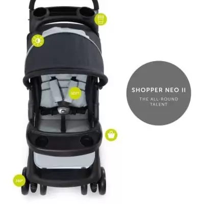 Poussette compacte HAUCK SHOPPER NEO II - Caviar / Silver