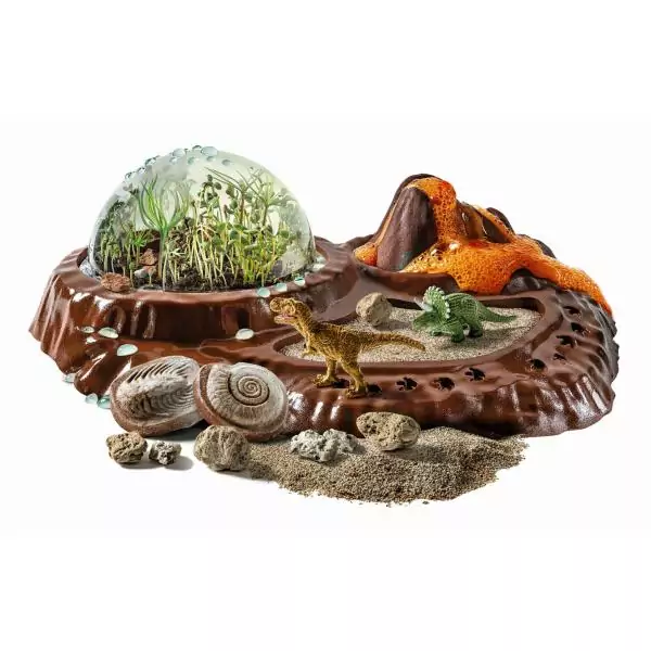 Clementoni - Sciences et jeu - Le monde des dinosaures - Terrarium a créer + 3 figurines dinosaures - Fabriqué en Italie