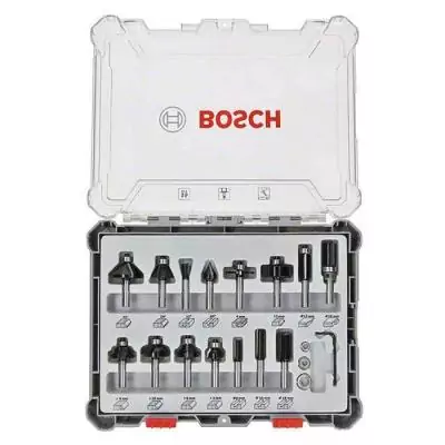 Coffret de Fraises Bosch 2607017472 - 15 pièces - Queue de 8 mm
