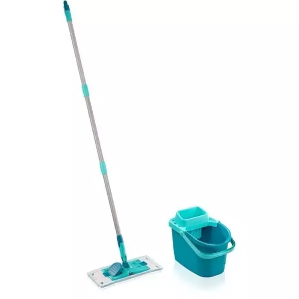 Set de nettoyage sol Leifheit PowerClean 55510, balai serpillere avec seau essoreur 6 L, 1x housse micro duo incluse, manche 148