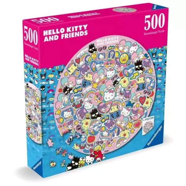 Puzzle rond 500 p Un tourbillon de douceur / Hello Kitty