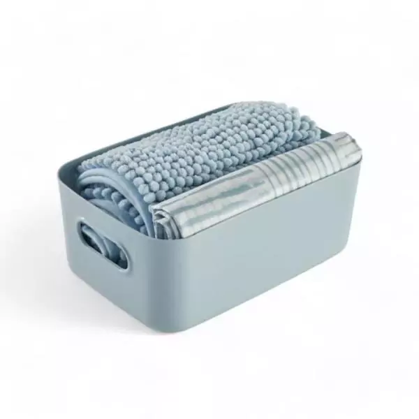 Set de douche - TODAY - UTILITY - Panier, tapis, rideau - Blue