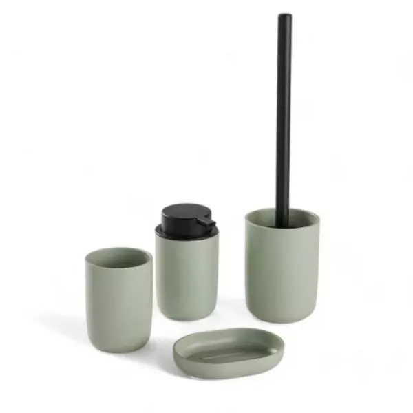 Ensemble de 4 accessoires de SDB - TODAY - UTILITY - Gobelet, distributeur savon, brosse WC - Green