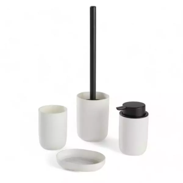 Ensemble de 4 accessoires de SDB - TODAY - UTILITY - Gobelet, distributeur savon, brosse WC - White