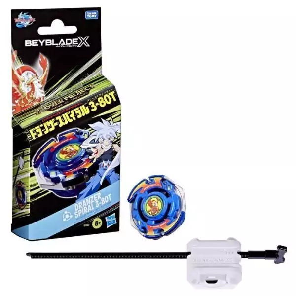 Beyblade X Starter Pack X-Over Project Dranzer Spiral 3-80T, toupie de type équilibre et lanceur, des 8 ans