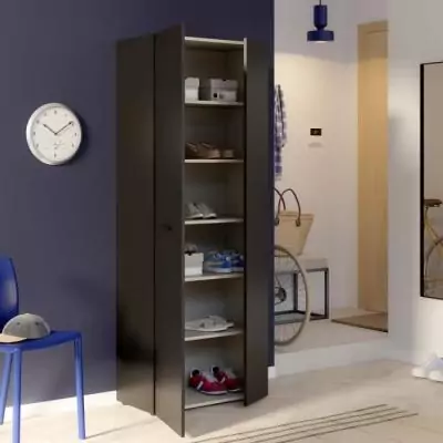 Armoire à chaussures noir - Rangement 18 paires - Compact et solide
