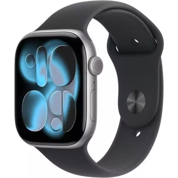 Apple Watch Series 11&nbsp;GPS&nbsp;- 46mm&nbsp;- Boîtier Space Grey Aluminium - Bracelet Black Sport Band - M/L