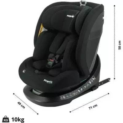 Siège auto isofix pivotant PhoeNIX - Groupe 0/1/2/3 - Noir