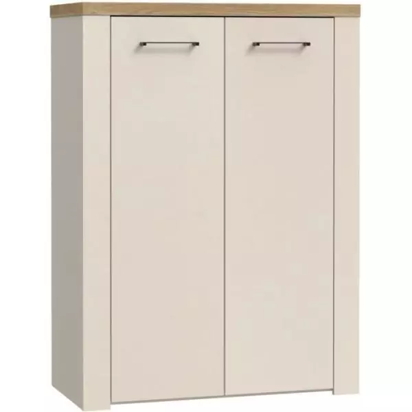 Meuble de rangement - Décor Sable & chene - L86,3 x P41,3 x H118,3 cm - NELLEKE