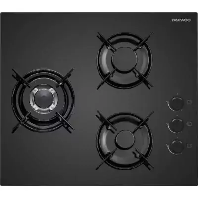 Plaque de cuisson à gaz Daewoo 3 foyers 60 cm Noir BH6GKR21BNL