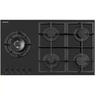Plaque de cuisson gaz Daewoo 5 foyers 90cm - Noir