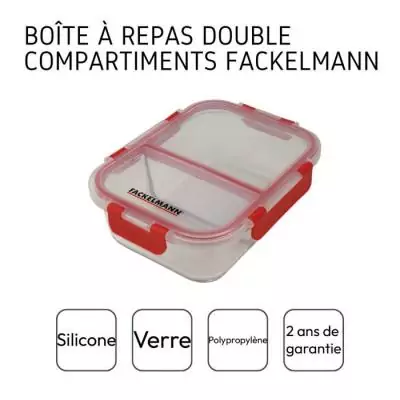 Lot de 2 boîtes repas en verre FACKELMANN - Move - 2 compartiments - 1000 ml