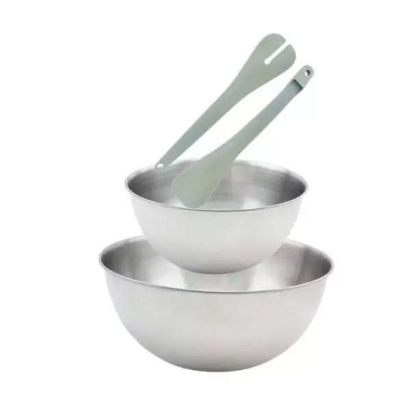 Set de 2 Saladiers et couverts a salade - FACKELMANN - 20,5 et 25 cm