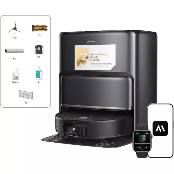 Mova Z60 Ultra Roller Complete - Aspirateur Laveur avec Technologie de Nettoyage HydroForce, DuoSolution, StepMaster 2.0, LiftPr