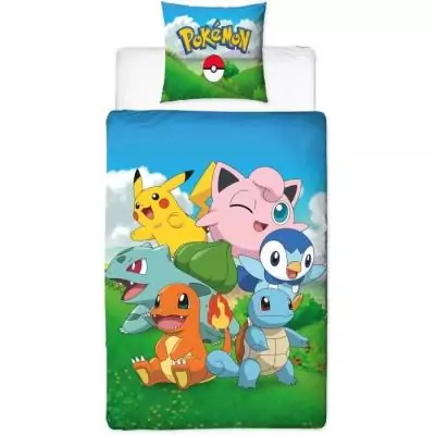 Parure de lit POKEMON - Pikachu et amis - Bleu - Microfibre
