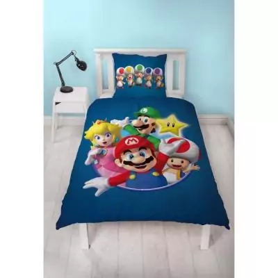 Parure de lit réversible MARIO BROS - Microfibre - 1 housse de couette 140x200cm + 1 taie 63x63cm