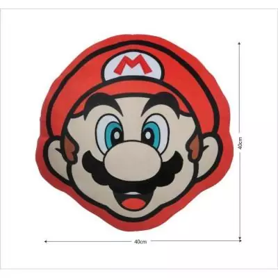 Coussin 3D Mario Bros - Visage Mario - Microfibre - 40 cm