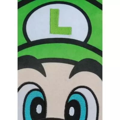 Coussin 3D Mario Bros - Visage Luigi - Microfibre - 40 cm