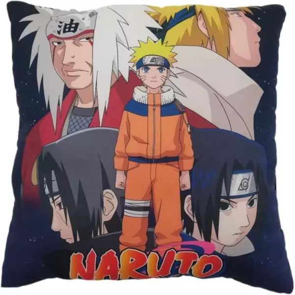 Coussin double face - Carré - NARUTO - Naruto et ses amis - Microfibre - 40 x 40 cm