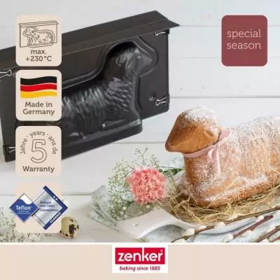 Lot de 2 moules à gâteaux 3D ZENKER - Forme agneau pascal - 900 ml