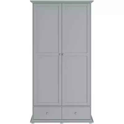 Armoire chambre MARGAUX Gris galet - Style charme - 2 portes + 2 tiroirs