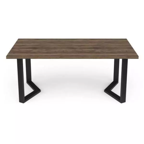 Table - MONACO - Rectangulaire - Décor mélamine chene saloon - Pied en V noir - 6 places - 180 x 90 cm - DEMEYERE