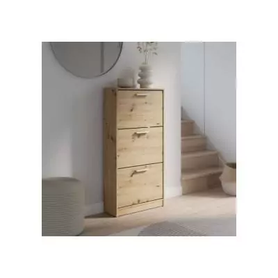 Armoire à chaussures MAC en chêne artisan - 3 abattants - 6 paires