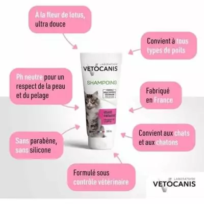 Shampoing chat VETOCANIS - Poil doux et brillant