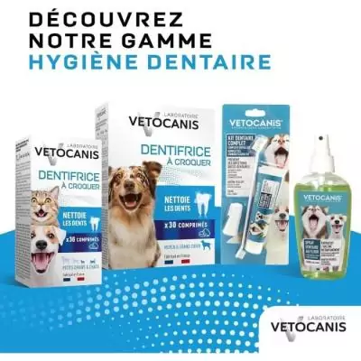Dentifrice a croquer anti-tartre - VETOCANIS - Pour chien - 30 comprimés
