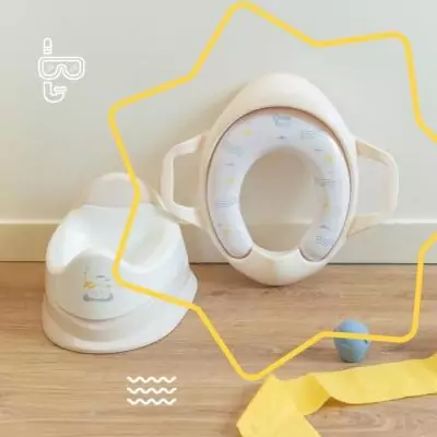 Badabulle - Réducteur Toilette Avec Poignées - Confort Assise Moelleuse - 2 Poignées et Antidérapant - Universel - Mouette