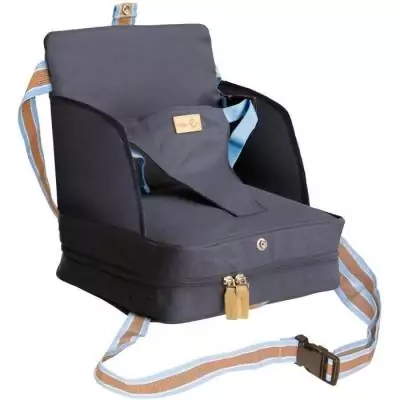 Réhausseur de chaise bébé - ROBA - Pliable - Coussin gonflable - Ceinture ajustable - 6 mois / 3 Ans (15 Kg) - Bleu marine