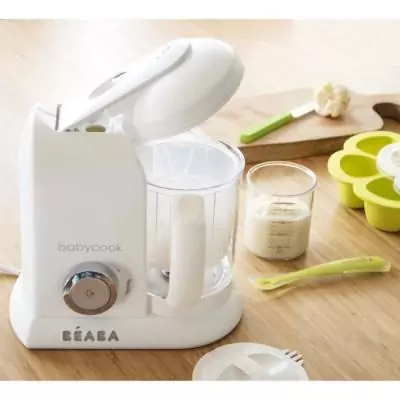 BÉABA - Babycook Solo - Robot Bébé 4 en 1 Mixeur-Cuiseur - Cuisson Vapeur - Blanc