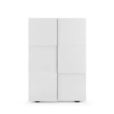 Meuble a chaussures - 15 paires - Blanc laqué - L78 x P33 x H113 cm - MILANO