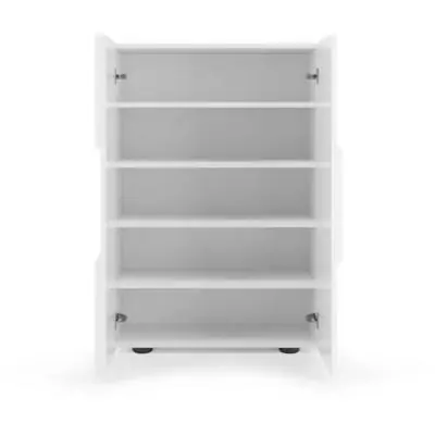 Meuble a chaussures - 15 paires - Blanc laqué - L78 x P33 x H113 cm - MILANO