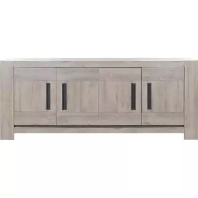 Buffet bas - Boston - Chene gris clair - 4 portes - 2 étageres - Gami