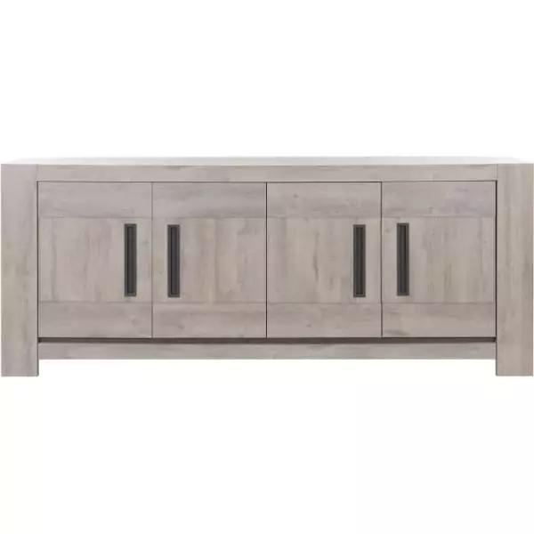 Buffet bas - Boston - Chene gris clair - 4 portes - 2 étageres - Gami