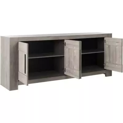 Buffet bas - Boston - Chene gris clair - 4 portes - 2 étageres - Gami Buffet bas - Boston - Chene gris clair - 4 portes - 2 étageres - Gami