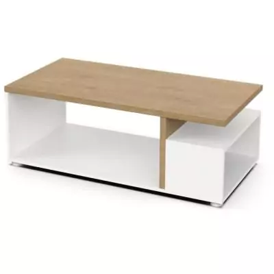 Table basse rectangulaire ACCESS - 3 Niches - Décor chene Hamilton et blanc - L 91,8 x P 50 x H 36 cm - DEMEYERE