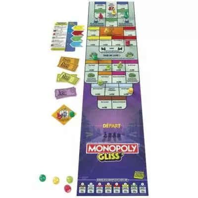 Monopoly Gliss', Jeu de Groupe Familial pour Enfants, Ados et Adultes, a partir de 8 Ans, 2 a 8 Joueurs, 20 Minutes en Moyenne,
