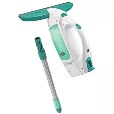 Nettoyeur pour vitre avec manche Leifheit Dry & Clean 51001, set avec manche de 43cm pour un nettoyage sans traces, autonomie 38